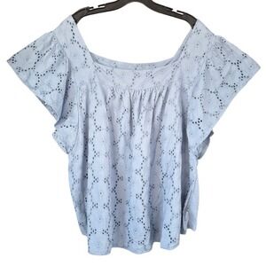 T5 Lane Bryant Eyelet Top Flutter Sleeve Square Neck Blouse Plus Size 22/24‎